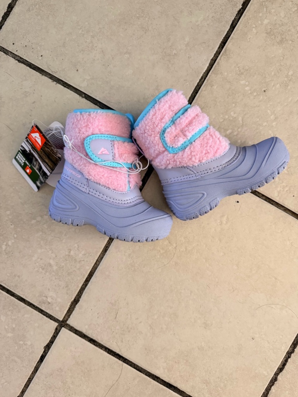 Toddler Cozy Winter Boots - Pink Sherpa & Lavender Exterior